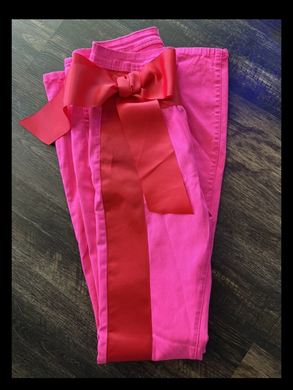 Judith March Hot Pink Boot Cut Pants with Red Ribbon Trim - Picture 10 of 10